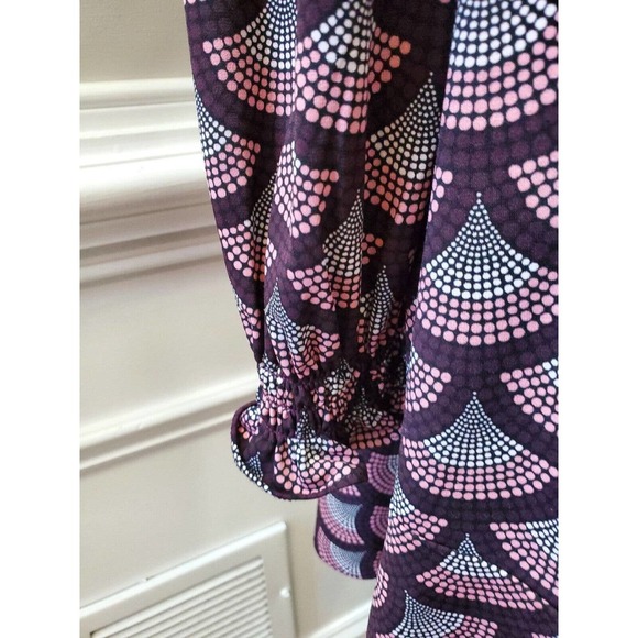 Michael Kors Women Multicolor Balloon Sleeve Round Neck Knee Length Dress Size M - Picture 6 of 13